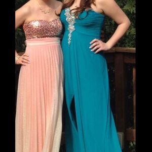 Beaded turquoise prom dress  